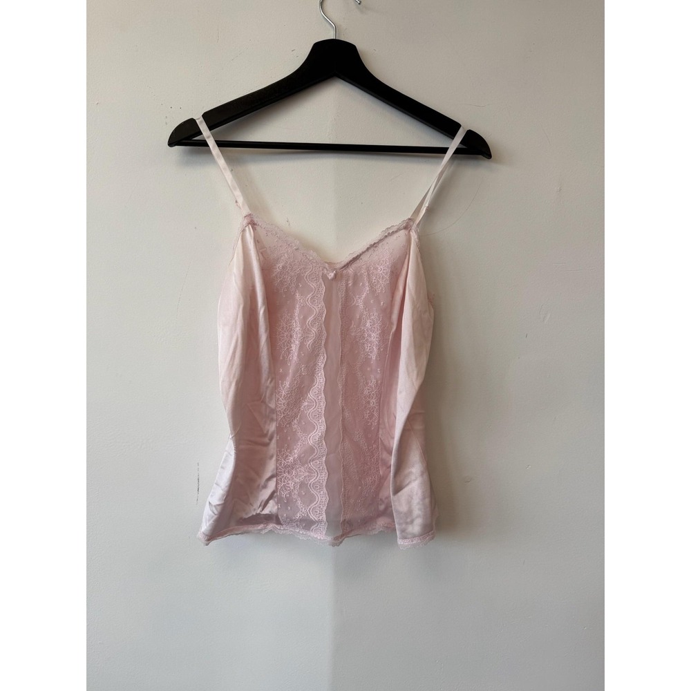 Vintage Pink Lace Satin Camisole Womens Small JC‎ Penney Lingerie 80s
